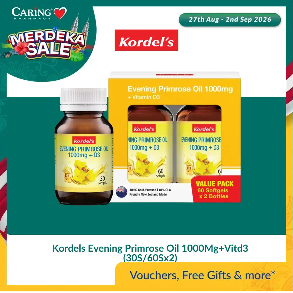 Kordels Evening Primrose Oil 1000Mg + Vitd3 (30S/60Sx2)