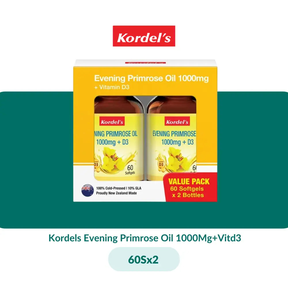 Kordels Evening Primrose Oil 1000Mg + Vitd3 (30S/60Sx2) - 60S X 2