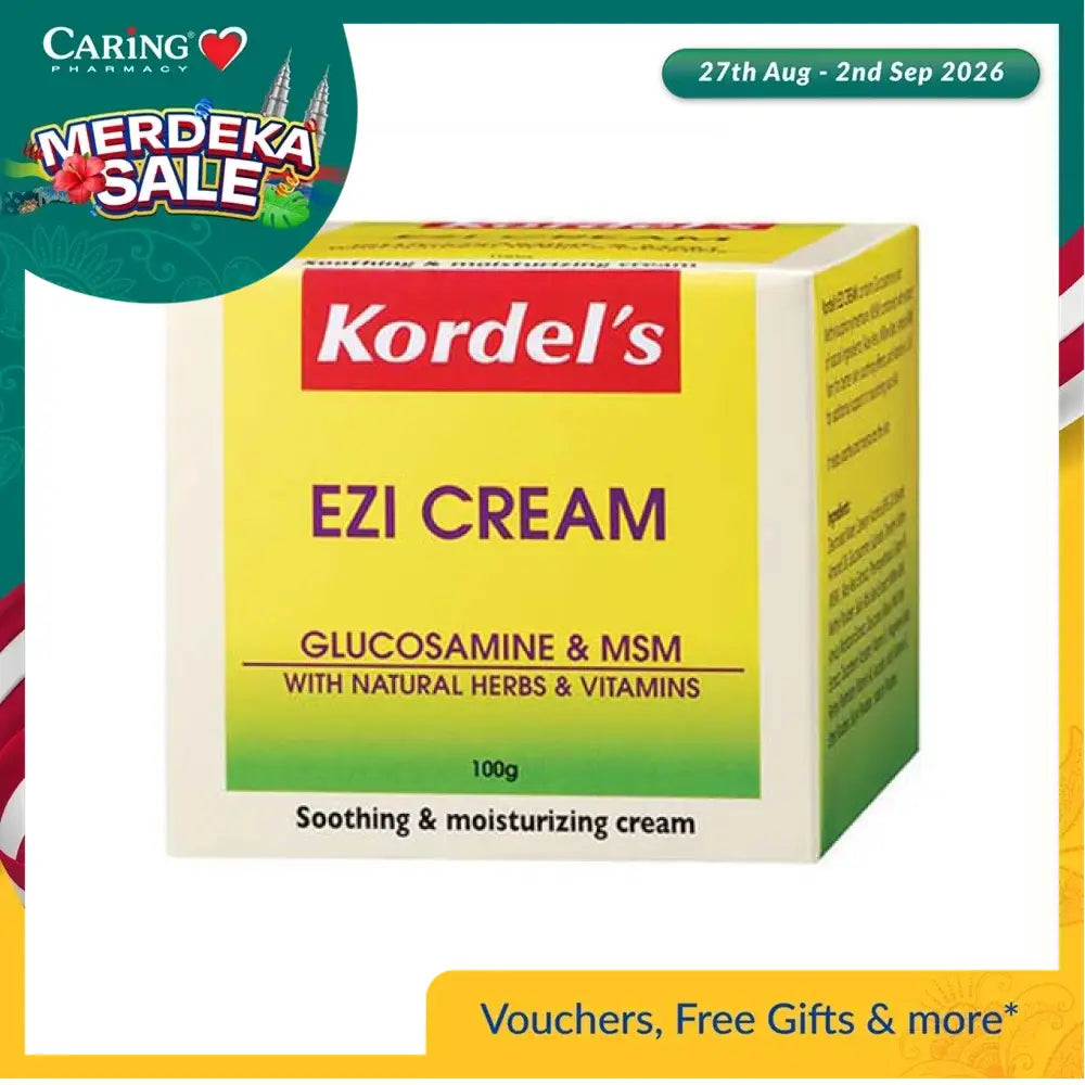 Kordel's Ezi Cream 100g with Glucosamine, MSM, and natural herbs for soothing and moisturizing skin