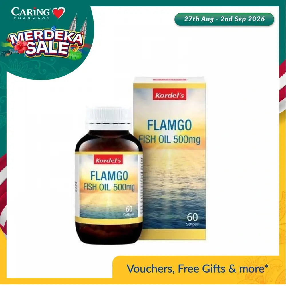 Kordel's Flamgo Fish Oil 500mg Softgels with 60 Count for Omega-3 Benefits