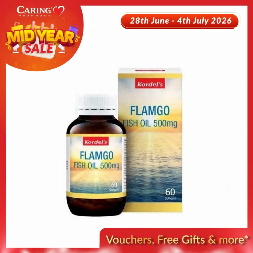 Kordel's Flamgo Fish Oil 500mg Softgels with 60 Count for Omega-3 Benefits