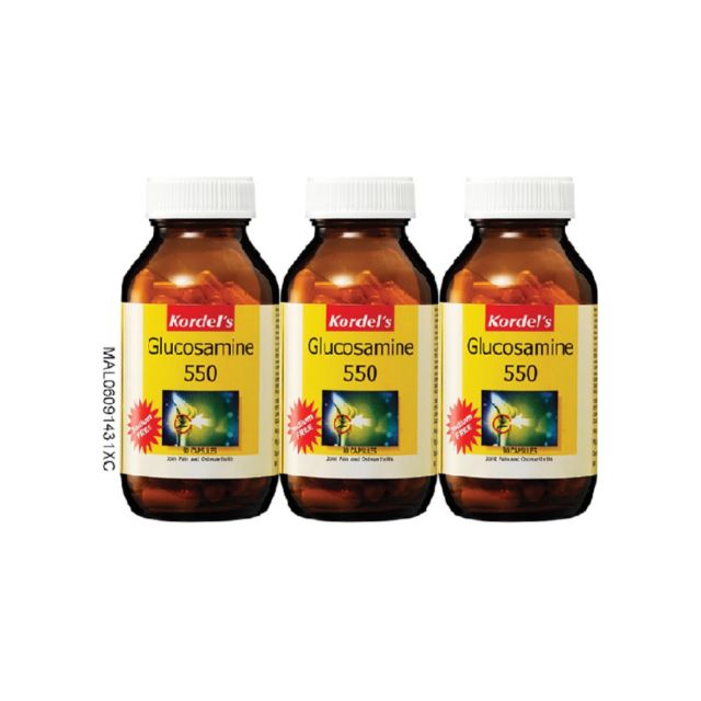 Kordel's Glucosamine 550mg 90 tablets in three bottles for joint health support