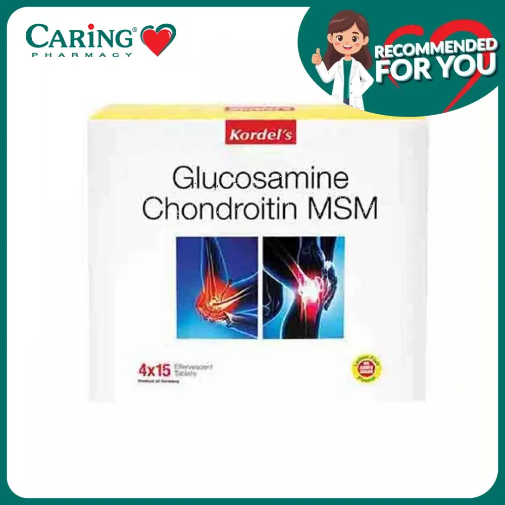 Kordel's Glucosamine Chondroitin MSM tablets for joints packed in a box for joint health support