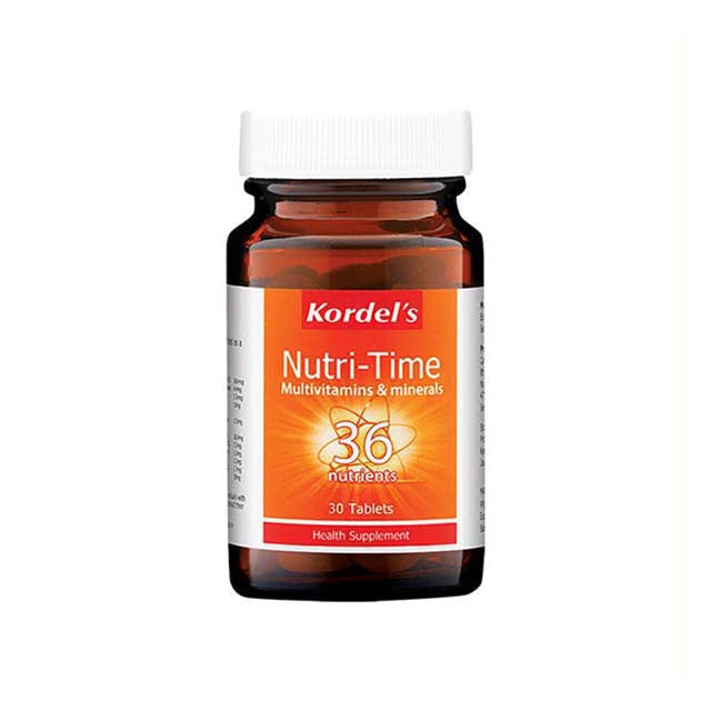 Kordel's Nutritime multivitamin supplement bottle with 30 tablets for balanced nutrition