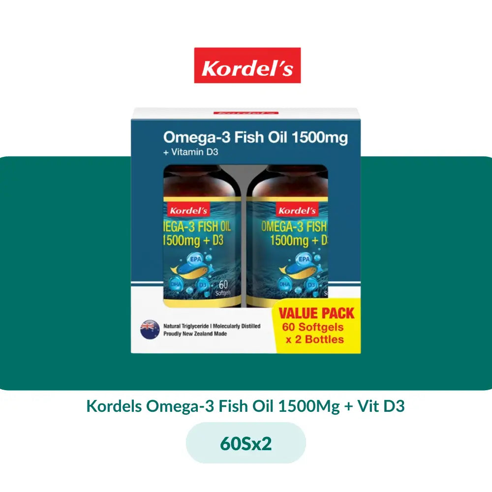 Kordels Omega-3 Fish Oil 1500Mg + Vit D3 (30S/60Sx2) - 60S X 2