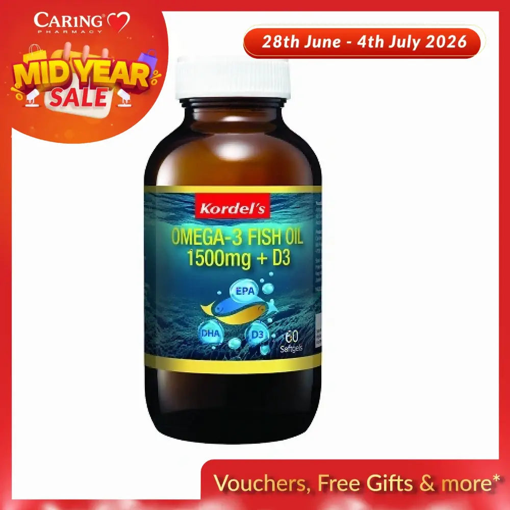 KORDELS OMEGA-3 FISH OIL 1500MG+VIT D3 60SX2