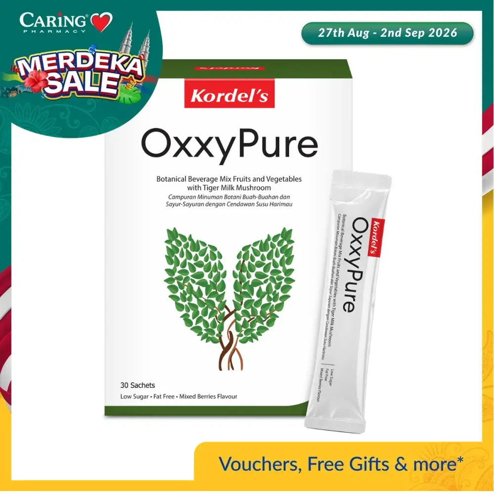 Kordel's Oxxypure supplement box with 30 sachets for mixed berries beverage mix
