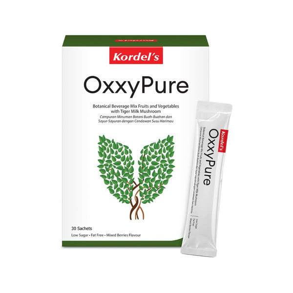 Kordel's Oxxypure supplement box with 30 sachets for mixed berries beverage mix