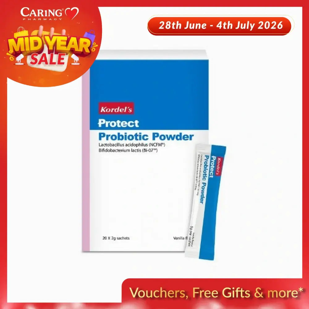 Kordels Protect Probiotic Powder box with sachets for digestive health support
