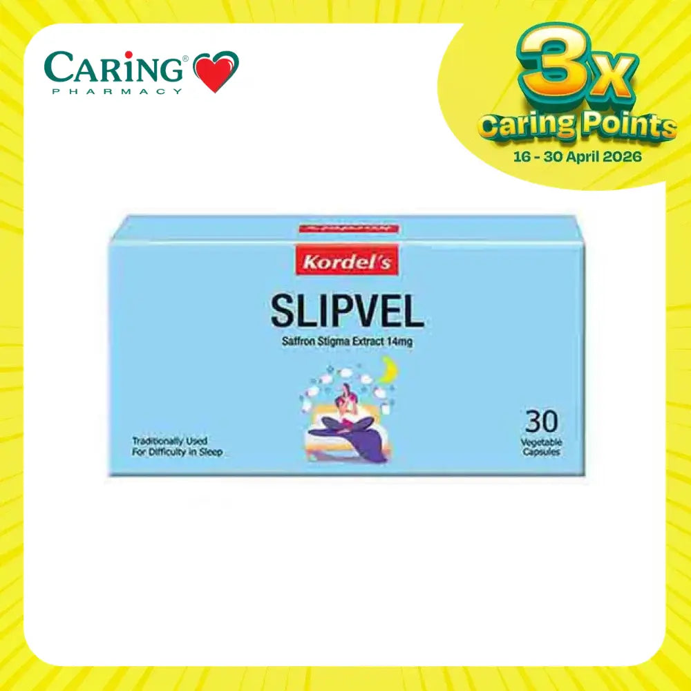 Kordel's Slipvel sleep supplement in a blue box containing 30 vegetable capsules for better sleep support