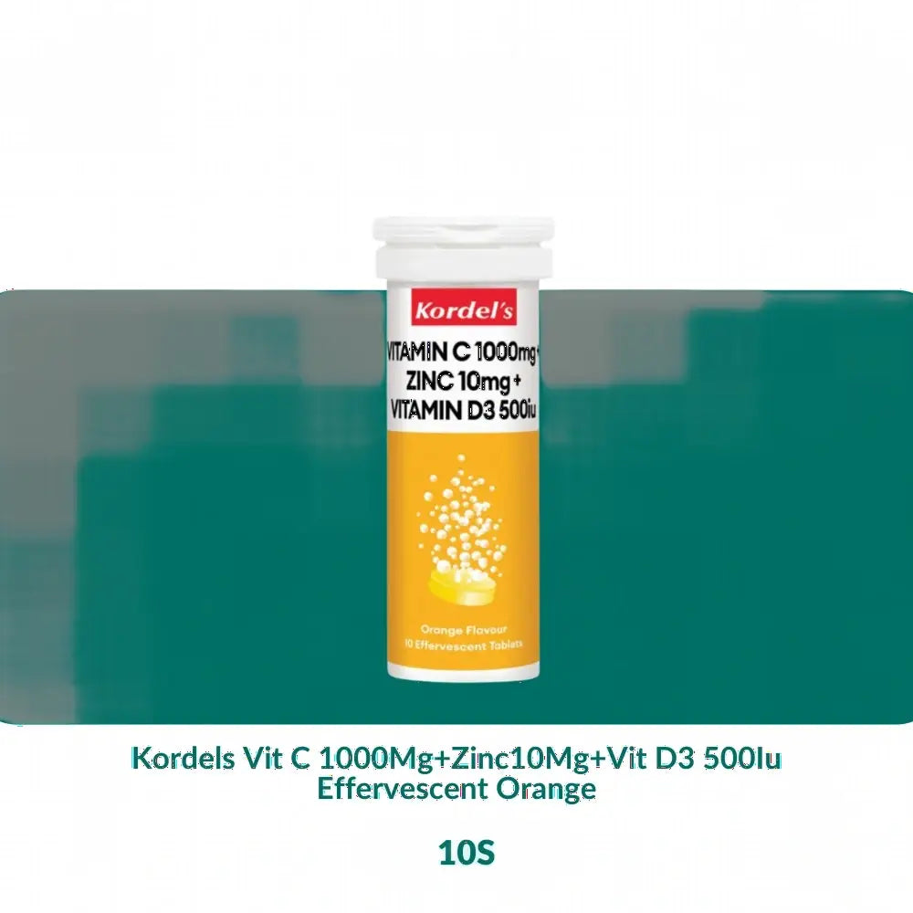 Kordels Vit C 1000Mg + Zinc10Mg + Vit D3 500Iu Effervescent Orange (10S/30S) - 10S