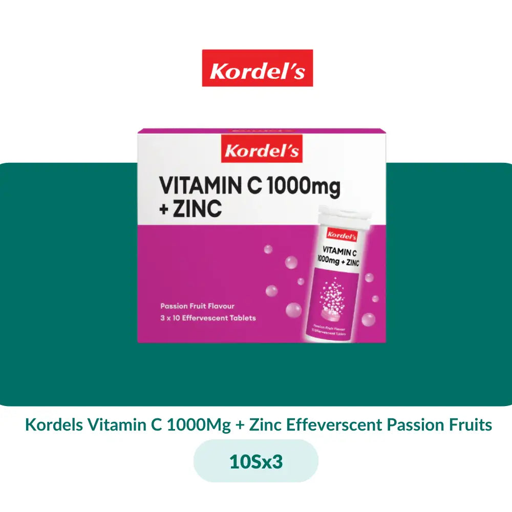 Kordels Vitamin C 1000Mg + Zinc Effeverscent Passion Fruits (10S/10Sx3) - 10Sx3