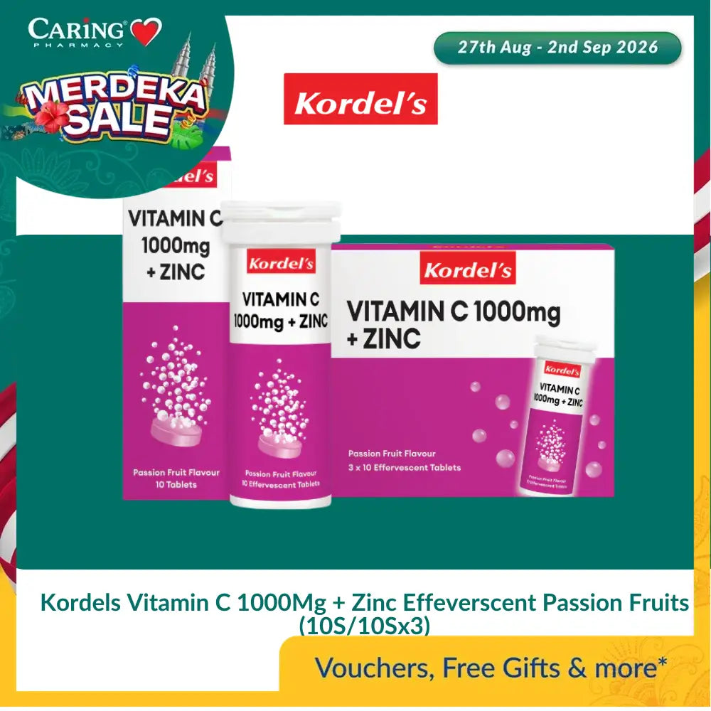 Kordels Vitamin C 1000Mg + Zinc Effeverscent Passion Fruits (10S/10Sx3)