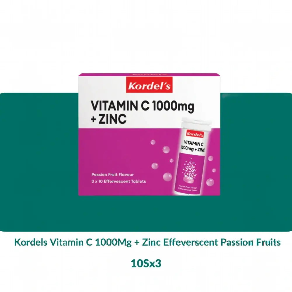 Kordels Vitamin C 1000Mg + Zinc Effeverscent Passion Fruits (10S/10Sx3) - 10Sx3