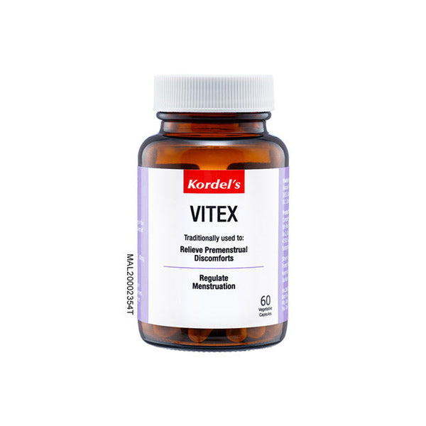 Kordel's Vitex 60 capsules for relieving premenstrual discomforts and regulating menstruation