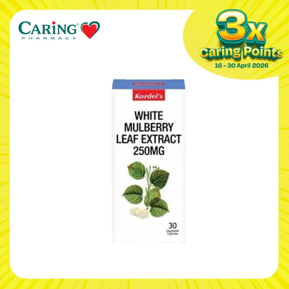 Kordel's White Mulberry Leaf Extract 250mg with 30 capsules in a decorative box