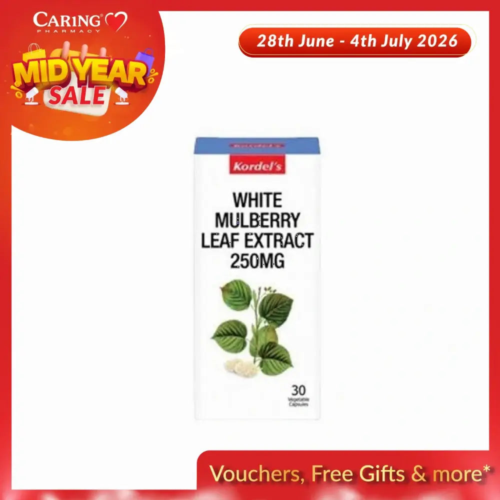 Kordel's White Mulberry Leaf Extract 250mg with 30 capsules in a decorative box