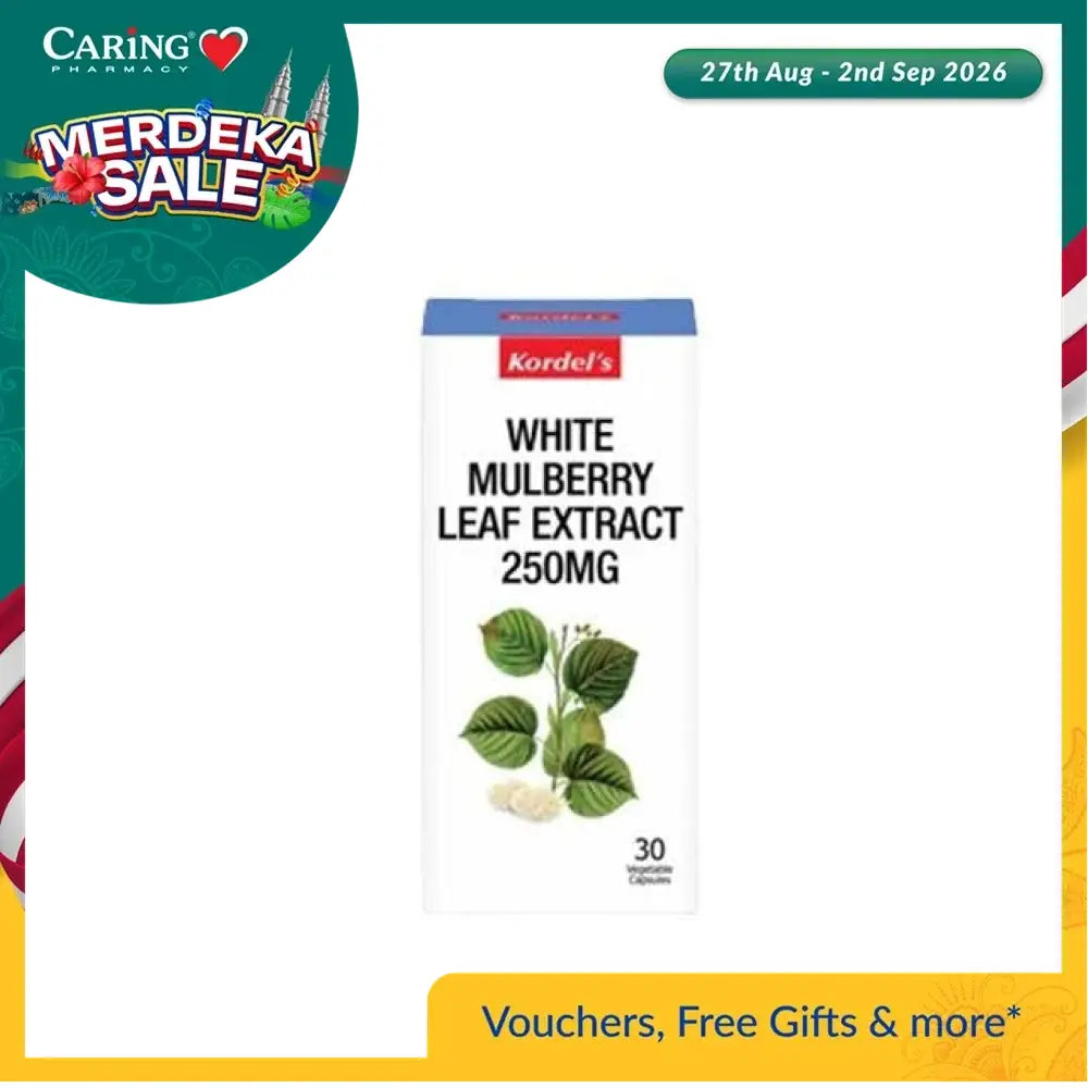 Kordel's White Mulberry Leaf Extract 250mg with 30 capsules in a decorative box