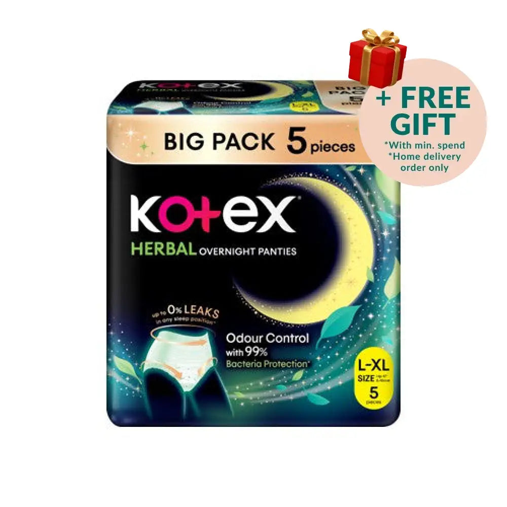 KOTEX OVERNIGHT PANTIES HERBAL L/XL 5S
