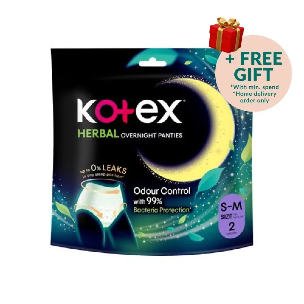 KOTEX OVERNIGHT PANTIES HERBAL S/M 2S