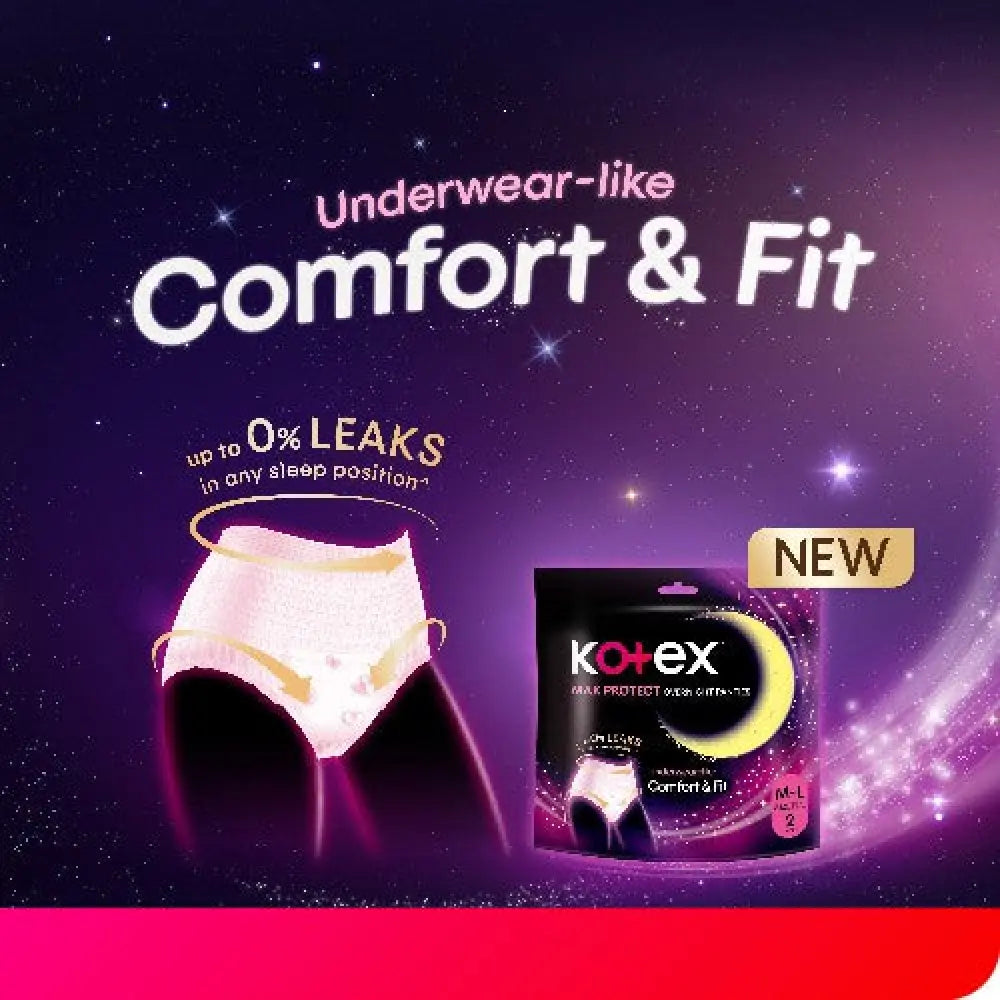 KOTEX OVERNIGHT PANTIES L/XL 2S