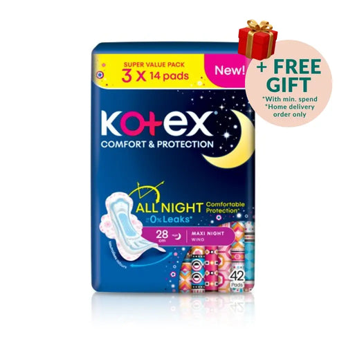 KOTEX SOFT & SMOOTH MAXI NIGHT 28CM WING 14SX3