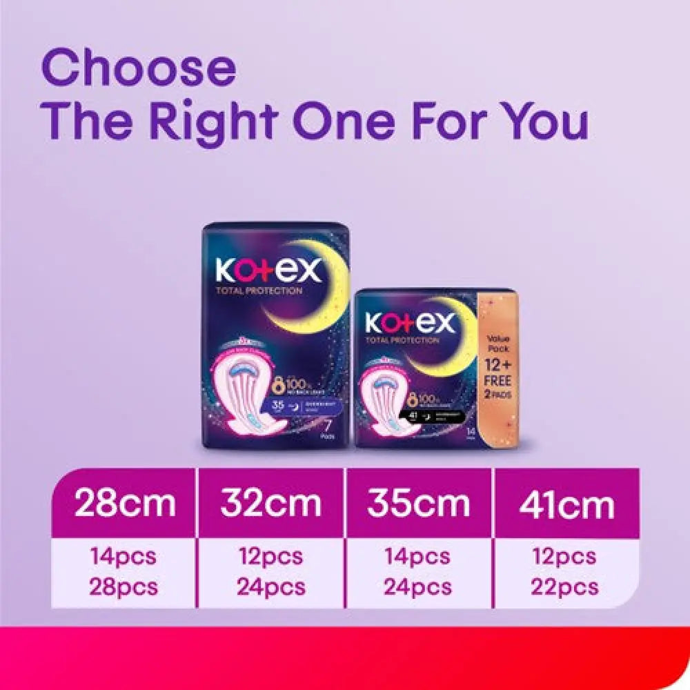 KOTEX TOTAL PROTECTION RISE-UP GUARD OVERNIGHT 28CM WING 28S