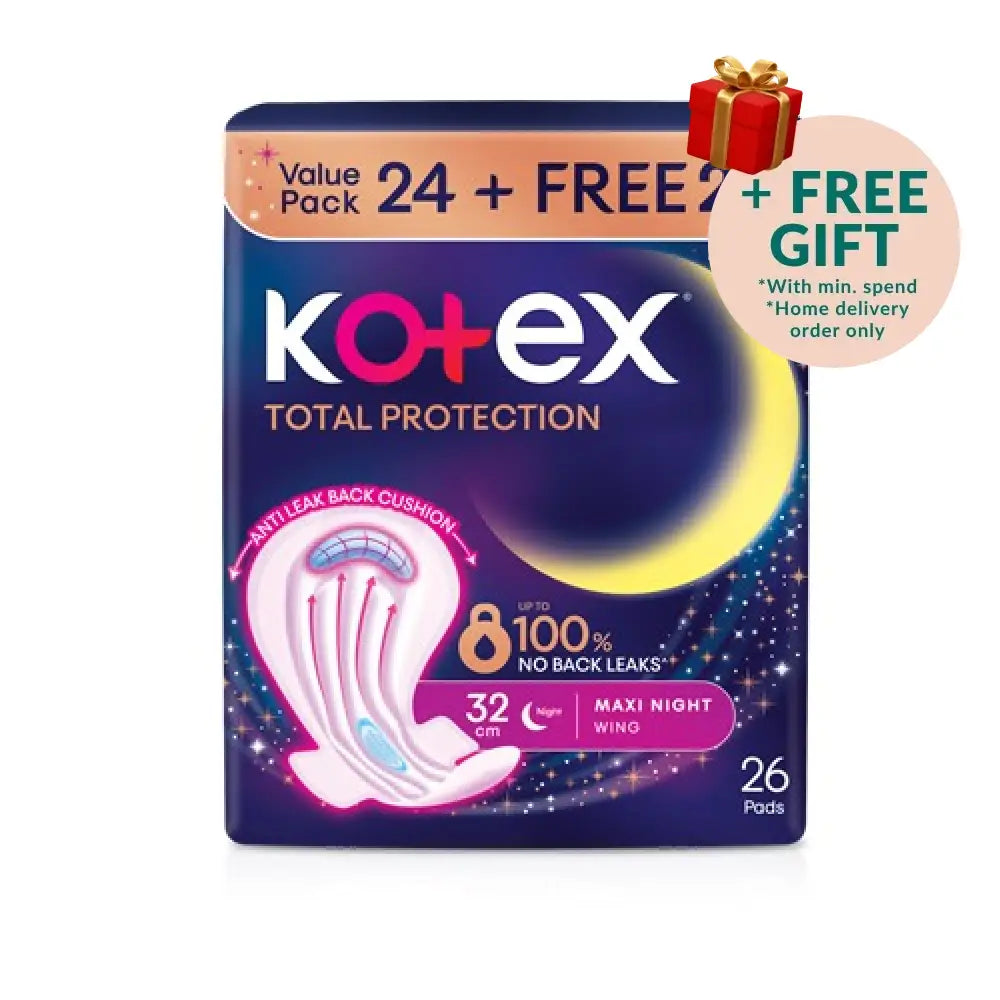 KOTEX TOTAL PROTECTION RISE-UP GUARD OVERNIGHT 32CM WING 24S