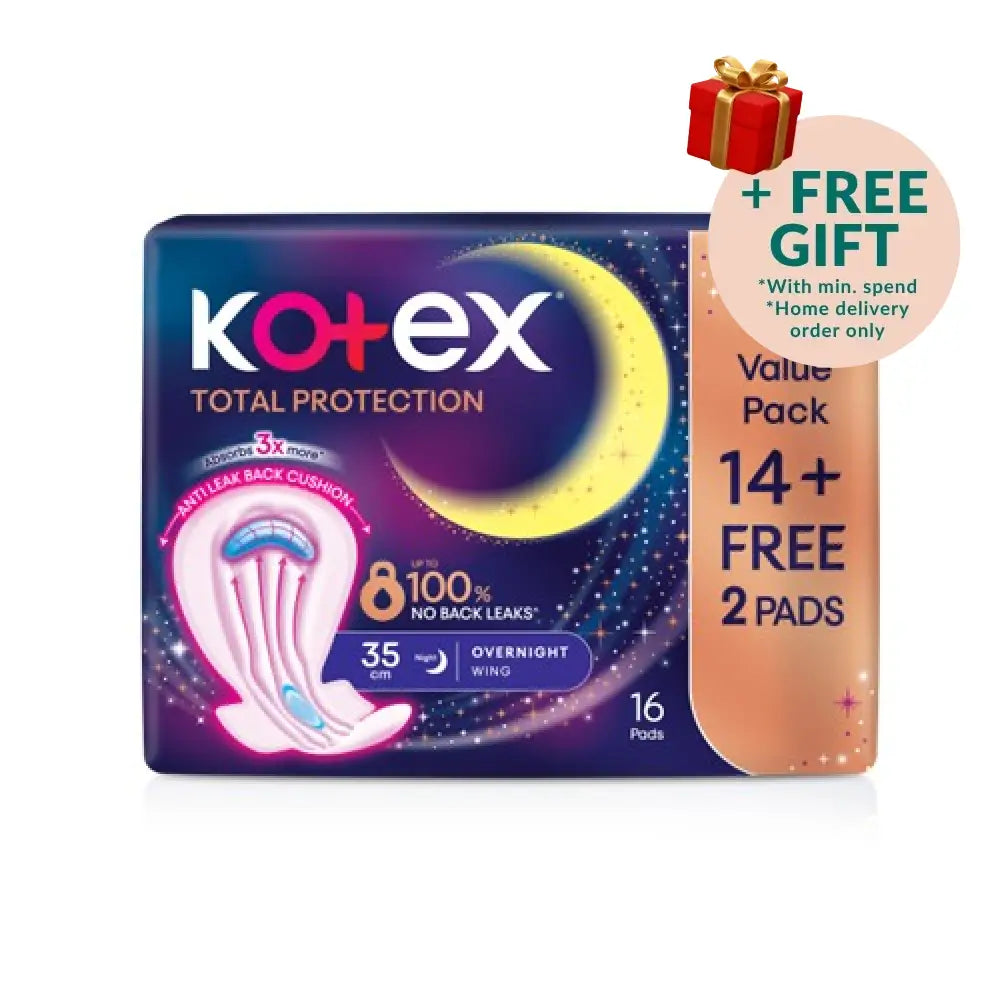 KOTEX TOTAL PROTECTION RISE-UP GUARD OVERNIGHT 35CM WING 14S