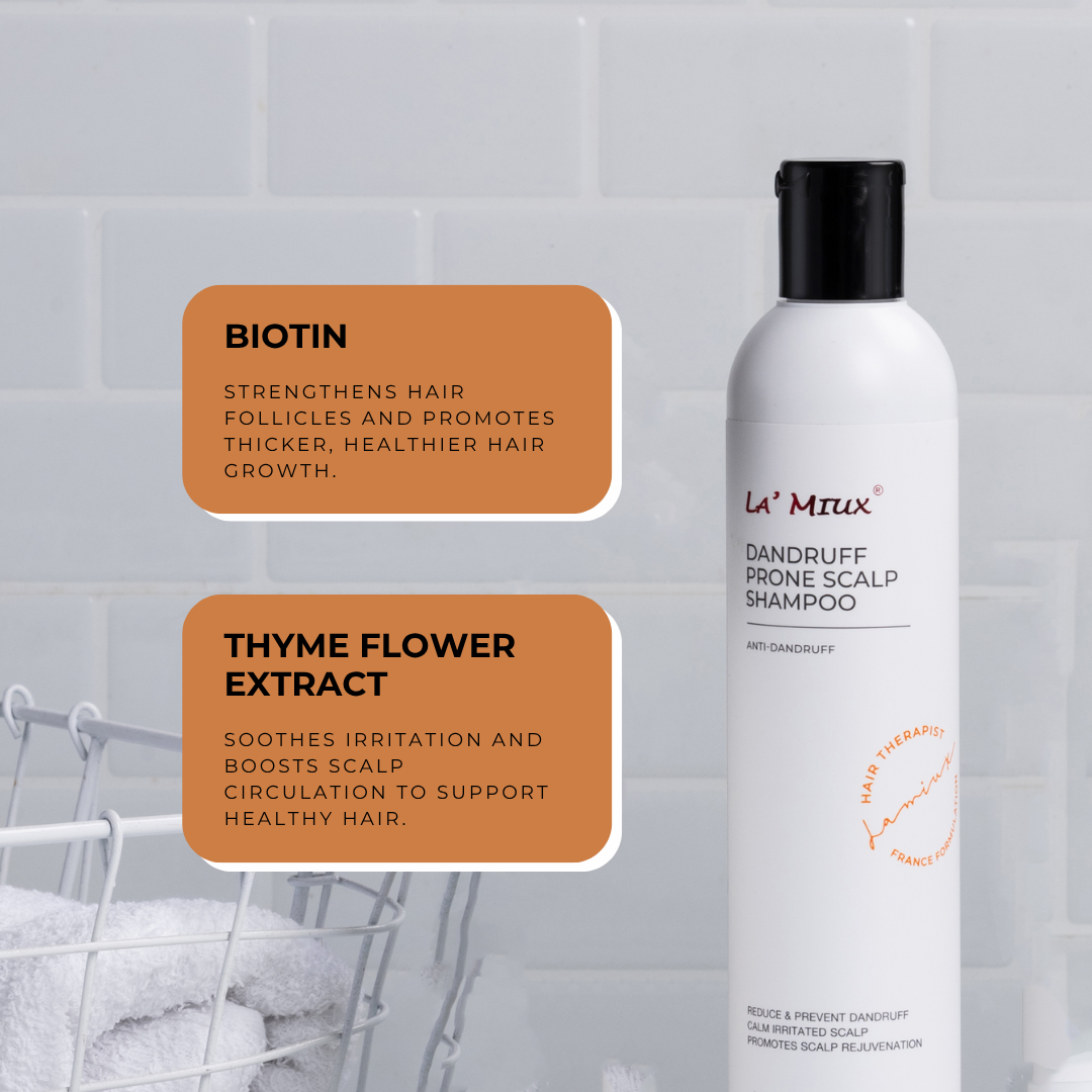 LAMIUX Dandruff Shampoo for Sensitive Scalp with Biotin and Thyme Flower Extract for Hair Health