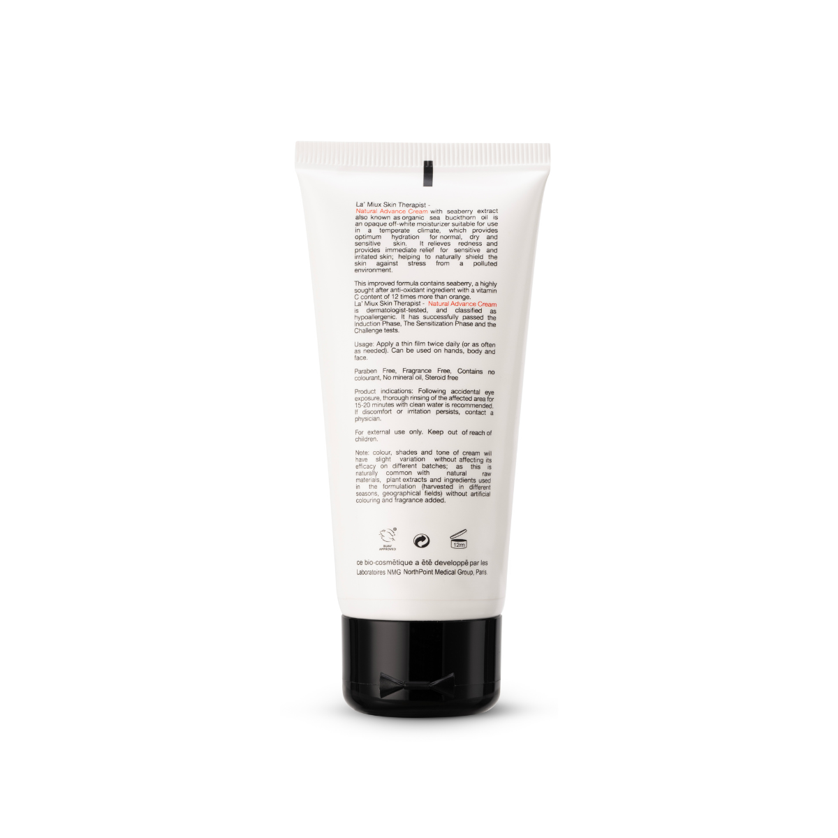 LAMIUX Natural Advance Creme for Sensitive Skin in a sleek tube for gentle skincare