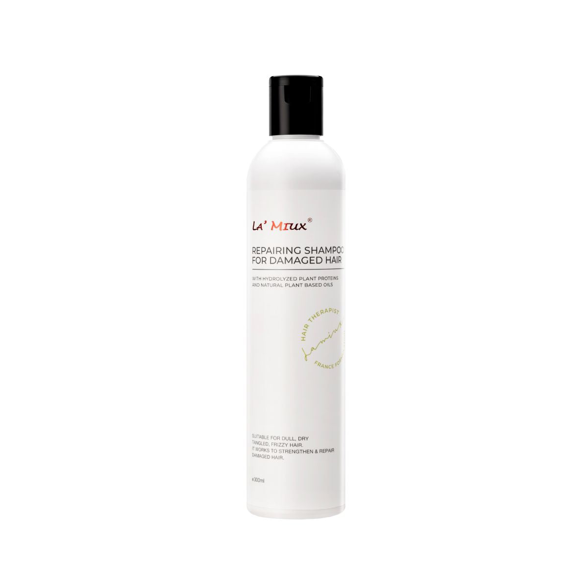 LAMIUX Repairing Shampoo for Damaged Hair in a sleek white bottle for nourishing and restoring hair health