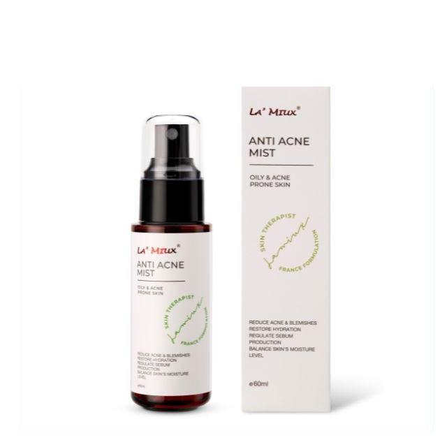 LAMIUX Anti Acne Mist for oily and acne prone skin in a 60ml bottle with a sleek design