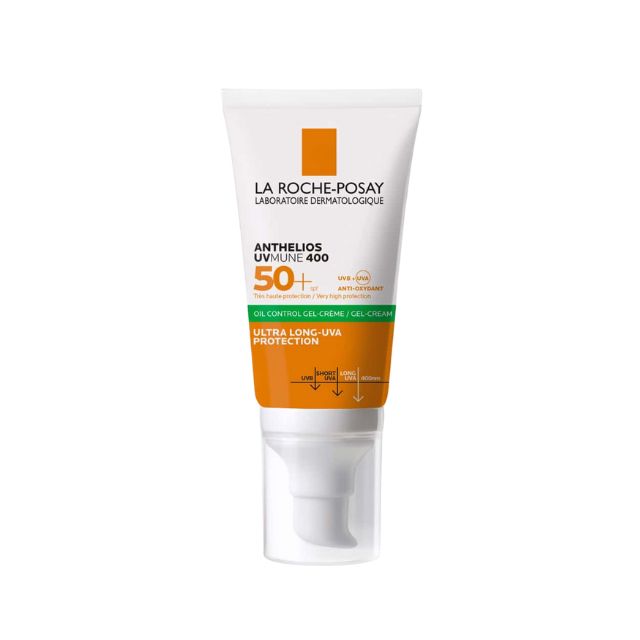 La Roche Posay Anthelios SPF50 sunscreen in a tube for high sun protection and oil control
