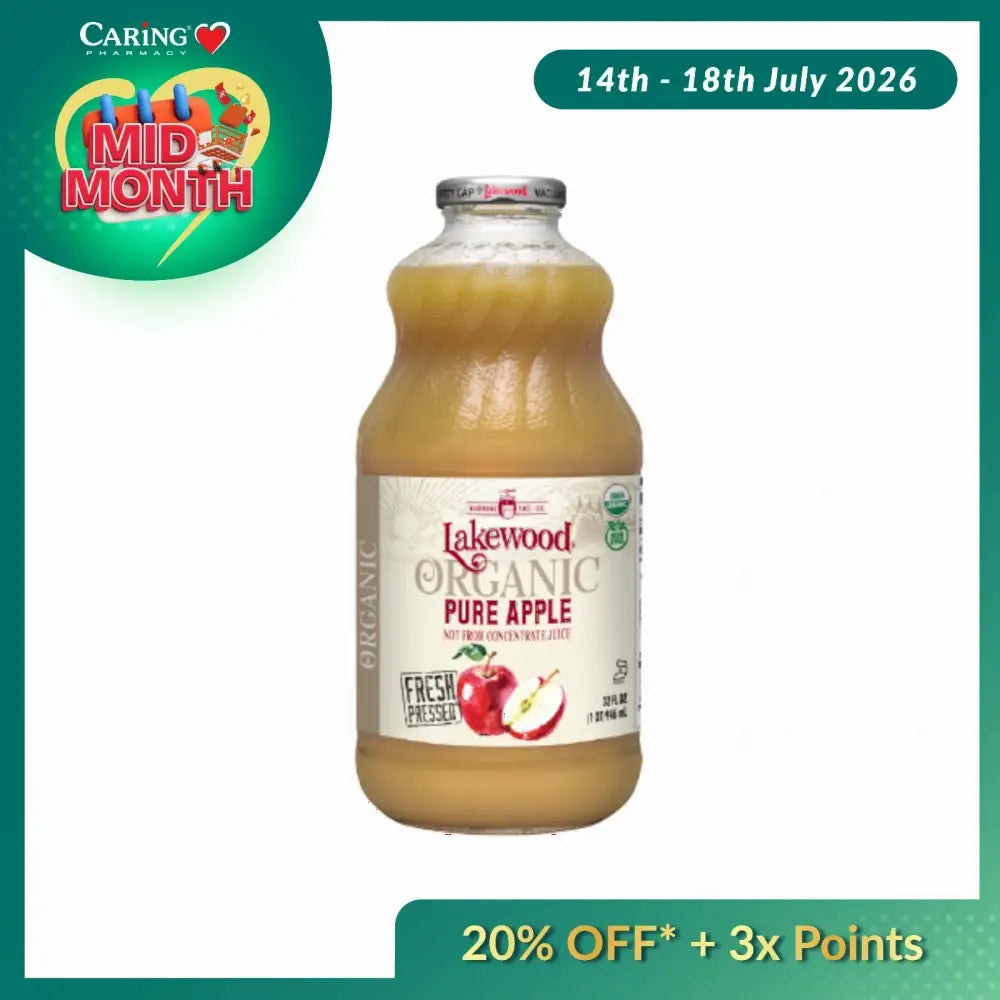LAKEWOOD ORGANIC APPLE JUICE 946ML