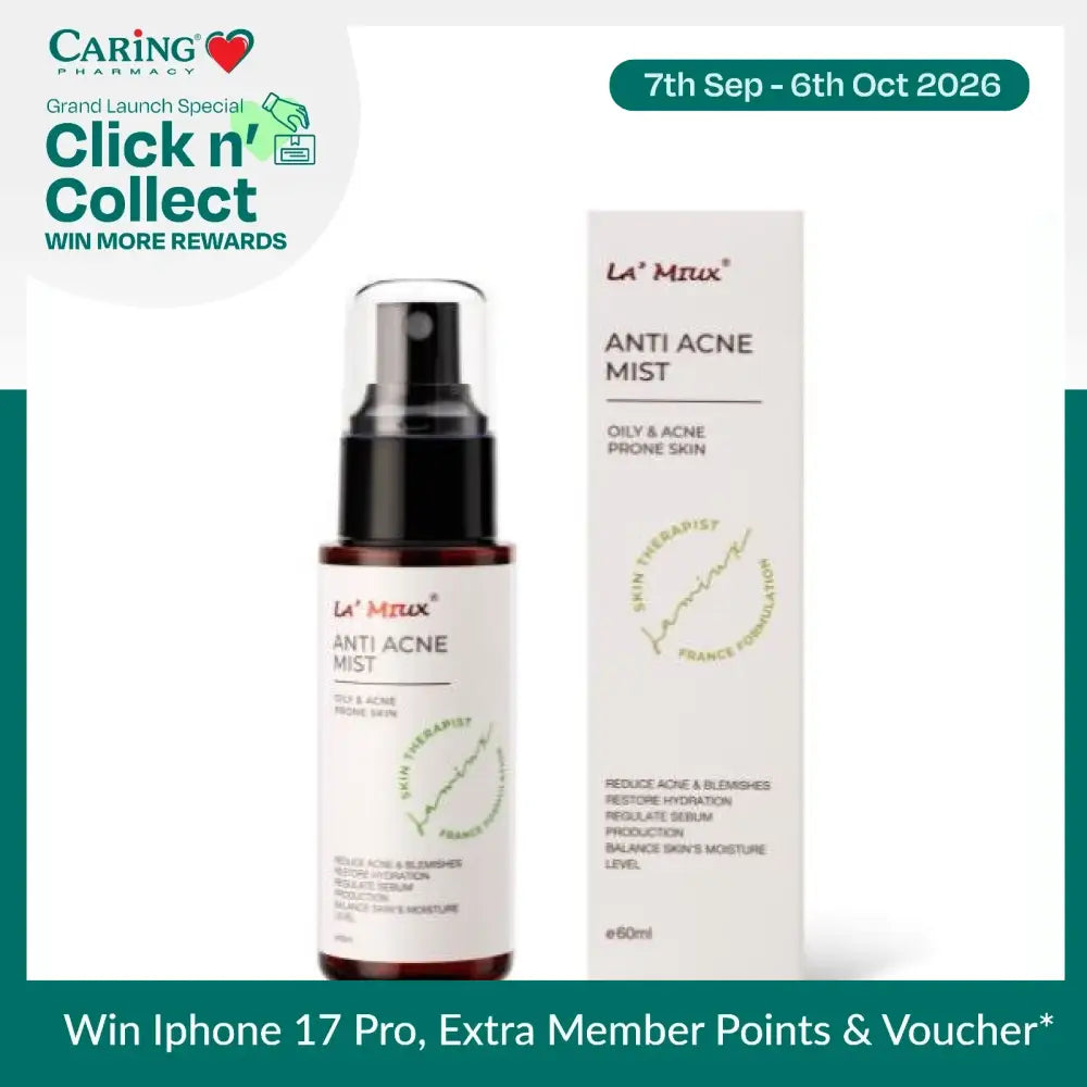LAMIUX Anti Acne Mist for oily and acne prone skin in a 60ml bottle with a sleek design