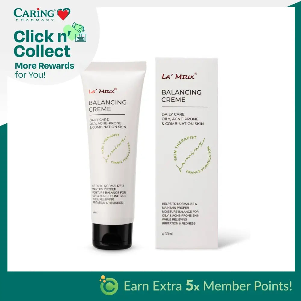 LAMIUX Balancing Cream for oily skin in a 30ml tube with a box for daily care of acne-prone skin