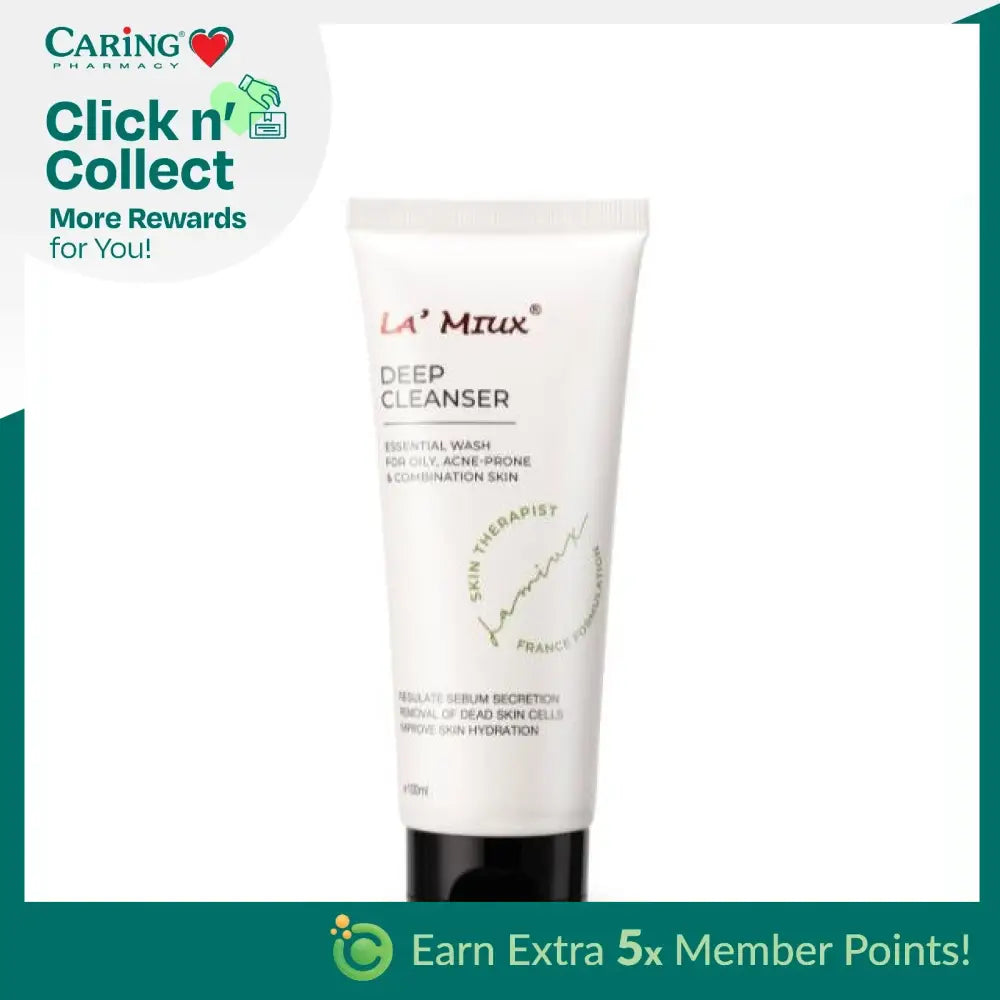 LAMIUX Deep Cleanser for acne-prone skin in a 150ml tube with hydrating formula