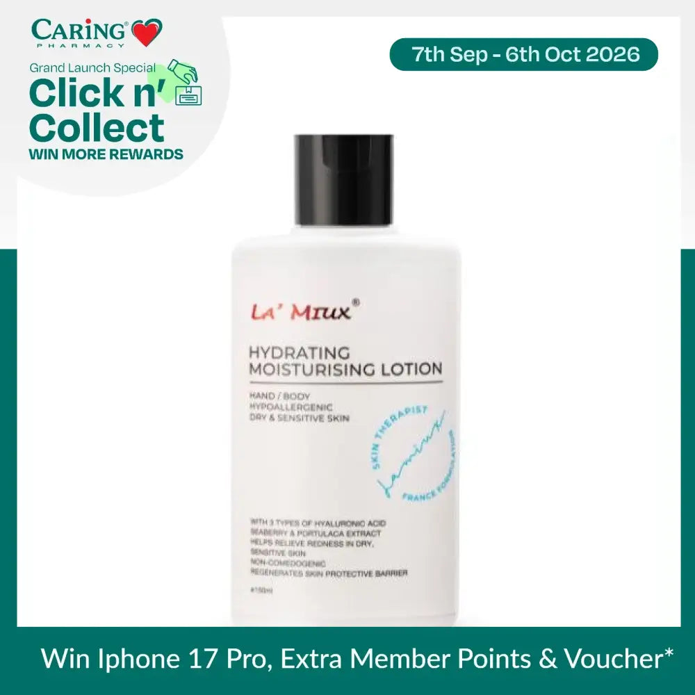LAMIUX Hydrating Moisturising Lotion for Dry Skin with hyaluronic acid and panthenol for deep hydration