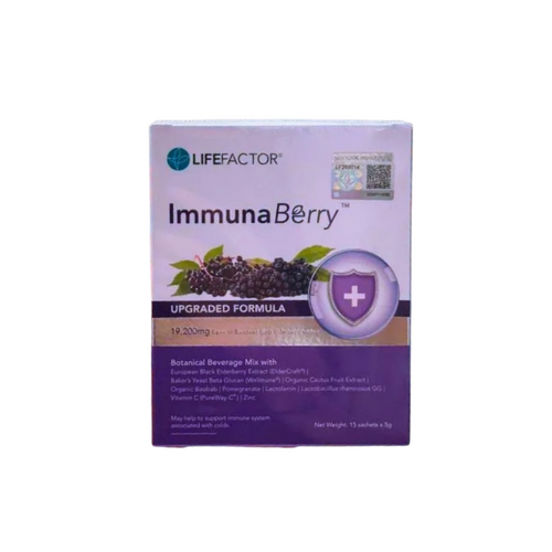 LIFE FACTOR ImmunaBerry immune booster supplement in a box with sachets for daily wellness support