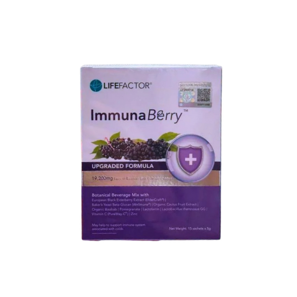 LIFE FACTOR ImmunaBerry immune booster supplement in a box with sachets for daily wellness support