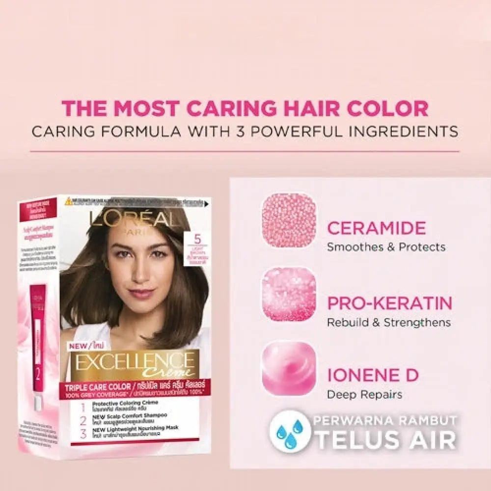 LOREAL EXCELLENCE CREME HAIR COLOUR - 5 NATURAL LIGHT BROWN 1S