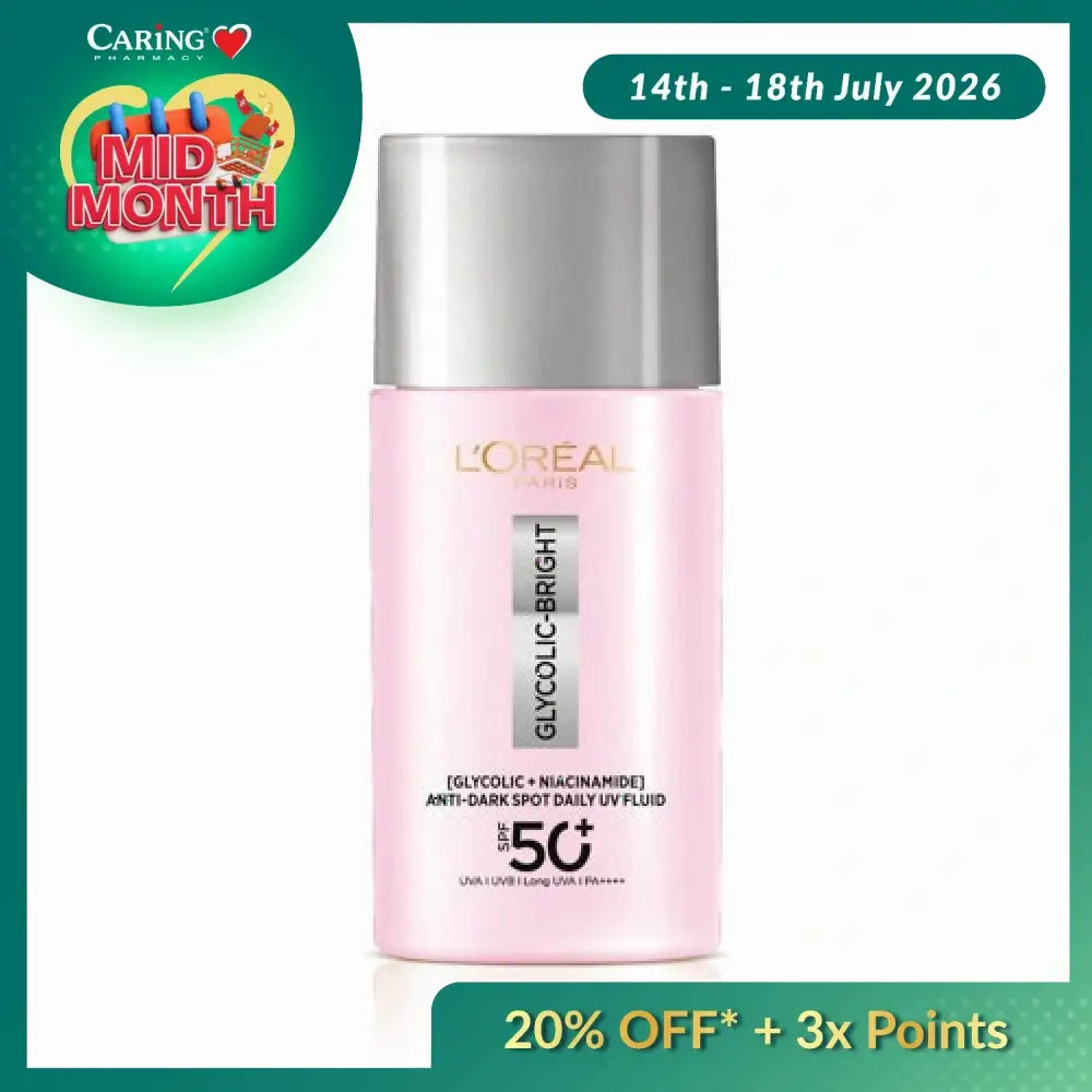 LOREAL GLYCOLIC-BRIGHT DARK SPOT UV SPF 50+ 50ML