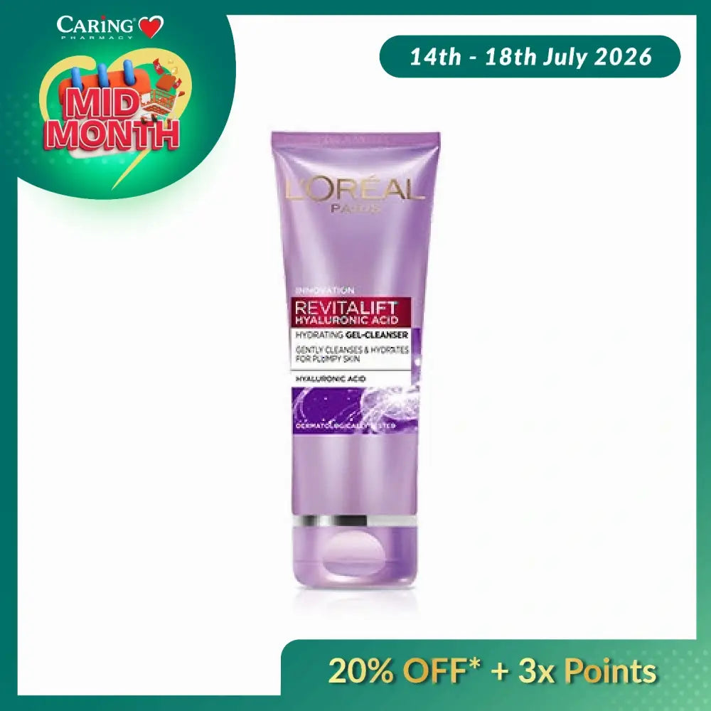 LOREAL REVITALIFT HYALURONIC ACID HYDRATING GEL CLEANSER 100ML