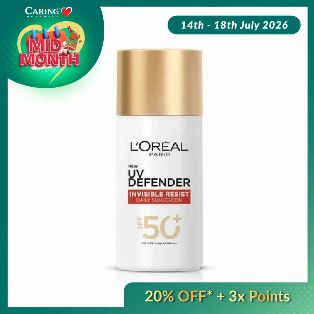 LOREAL UV DEFENDER INVISIBLE RESIST DAILY SUNSCREEN 50ML