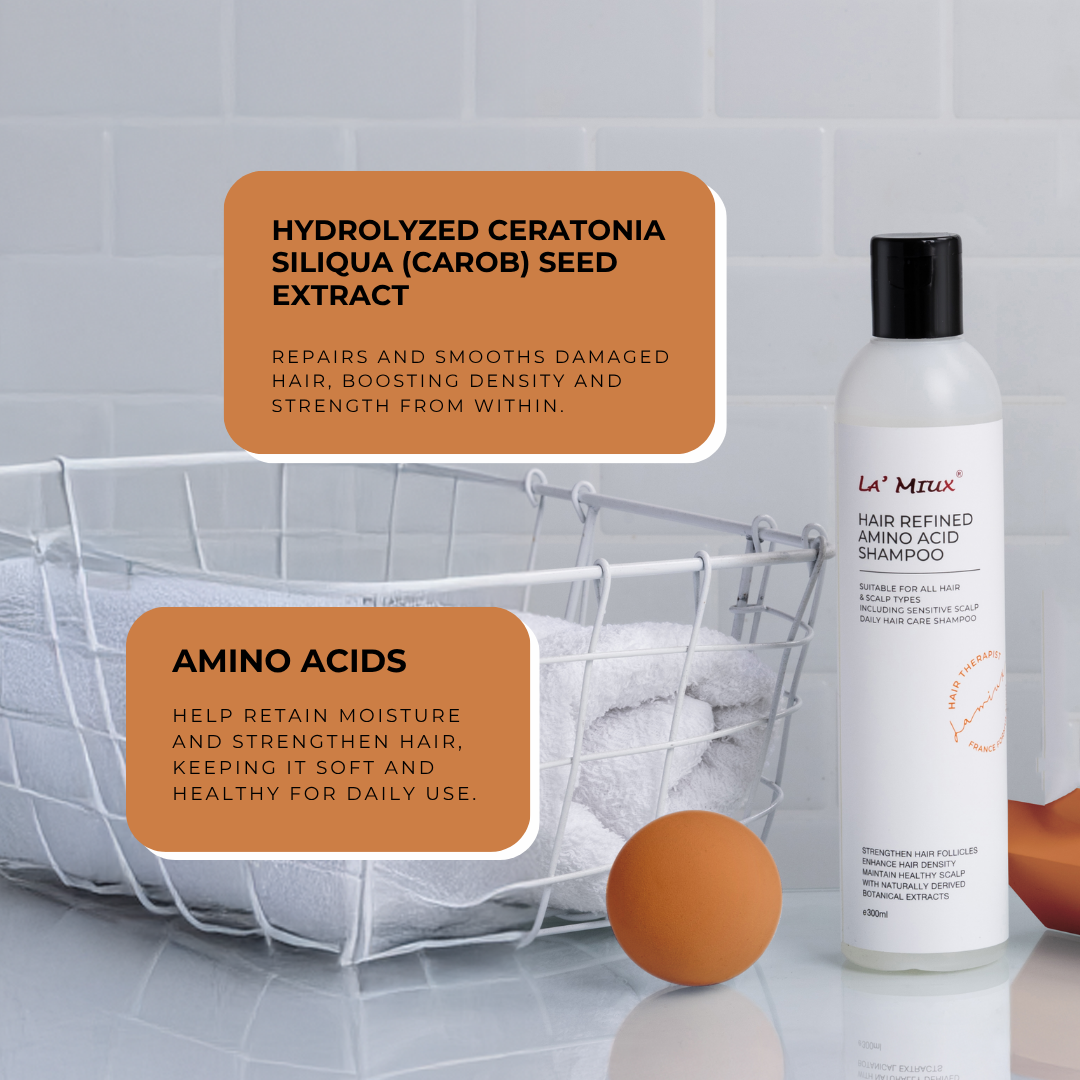 LAMIUX Amino Acid Shampoo for Hair Loss with Hydrolyzed Ceratonia Siliqua for Stronger Hair
