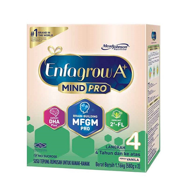 Enfagrow A+ Mindpro Step 4 vanilla formula designed for children aged four years and older with brain-building nutrients