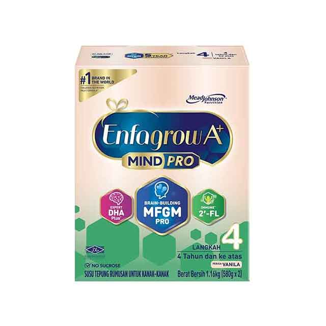 Enfagrow A+ Mindpro Step 4 vanilla formula for children aged 2 years and older in a 1.6 kg box