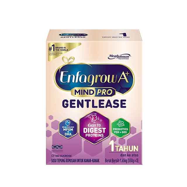 Enfagrow A+ S3 MindPro Gentlease 1-3 years formula packaging designed for easy digestion and healthy growth.