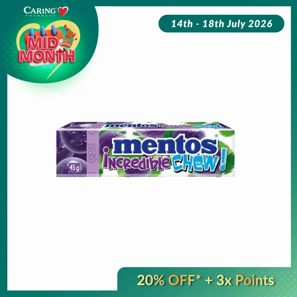 MENTOS INCREDIBLE CHEW GRAPE 45G